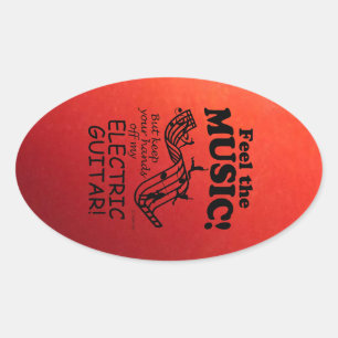 Electric Guitar Feel The Music Oval Sticker