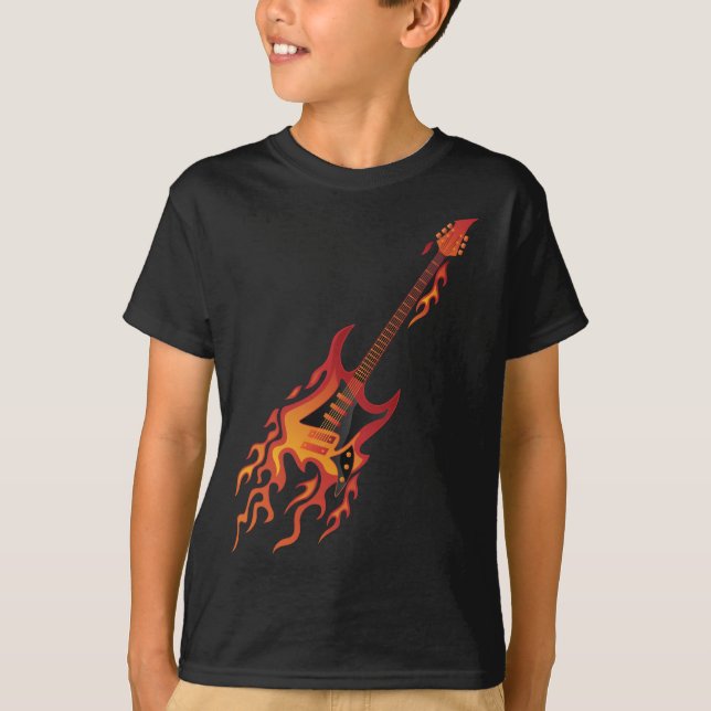 Electric Guitar Fire Illustration T-Shirt (Front)