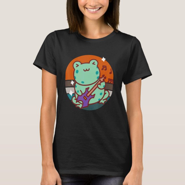 Electric Guitar Frog for Guitarist Music Artist Su T-Shirt (Front)