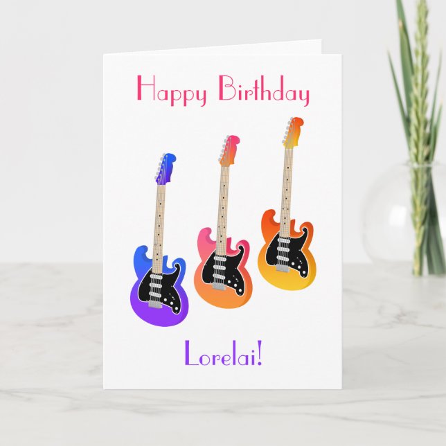 Electric Guitar Gradient Folded Greeting Card (Front)