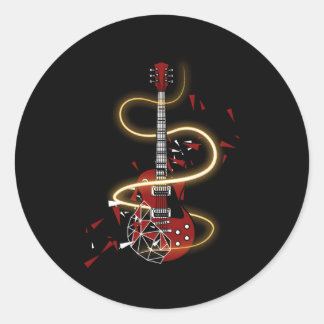 Electric Guitar Guitarist Classic Round Sticker