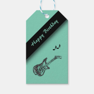 Electric Guitar Happy Birthday Sea Green Gift Tags
