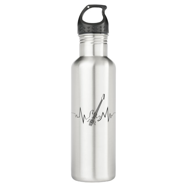 Electric Guitar Heartbeat Cool Gift for Guitarists 710 Ml Water Bottle (Front)