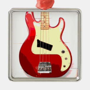 Electric Guitar in Red Metal Ornament