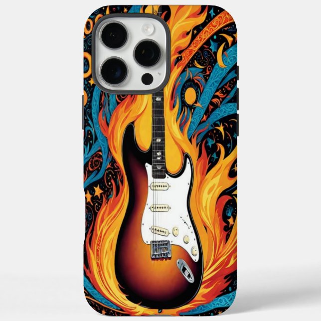 Electric guitar in vibrant flames Case-Mate iPhone case (Back)
