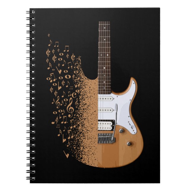 Electric Guitar Jazz Musician Musical Notes Notebook (Front)