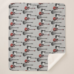 Electric Guitar Music Musician Pattern Sherpa Blanket