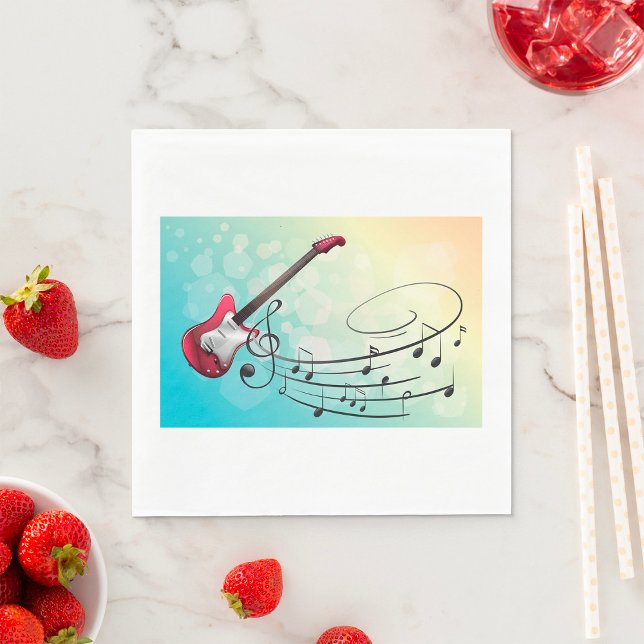Electric Guitar Musical Notes Napkin (Creator Uploaded)