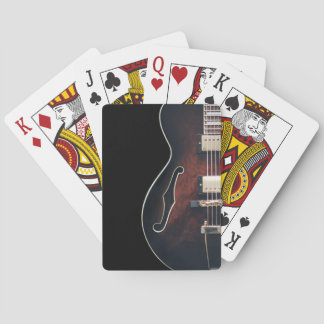Electric Guitar On Black Playing Cards