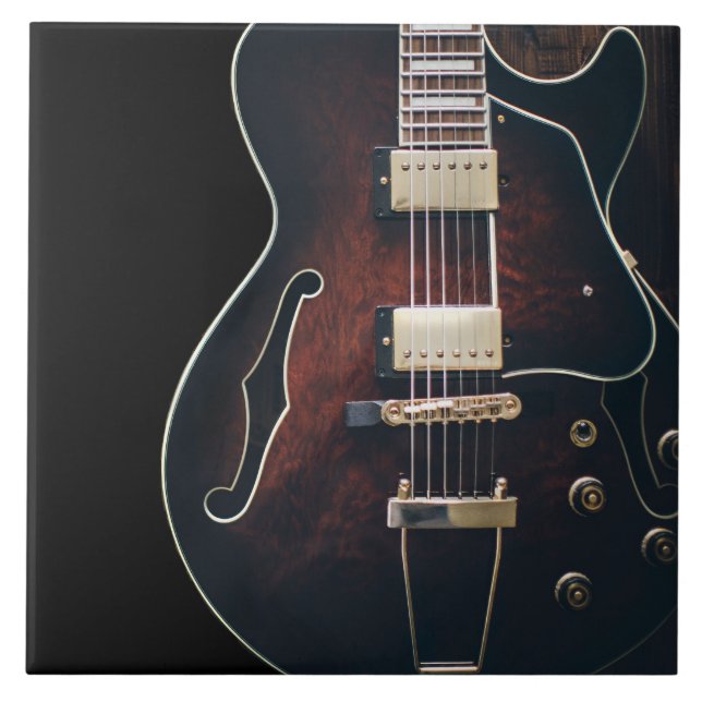 Electric Guitar On Black Tile (Front)