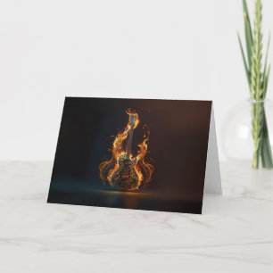 Electric guitar on fire                       card
