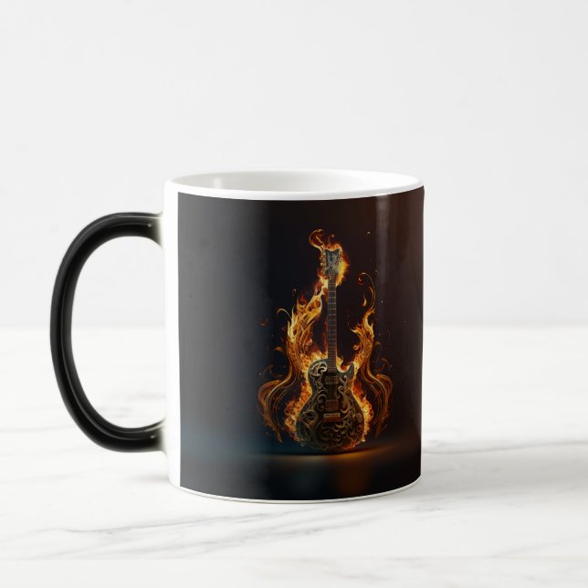 Electric guitar on fire            magic mug (Left)