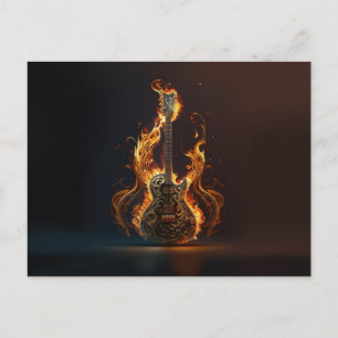 Electric guitar on fire            postcard