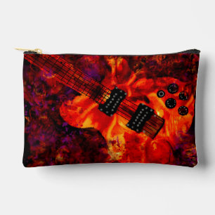 Electric Guitar on Fire Red Black Music Art Accessory Pouch