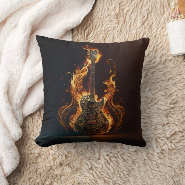 Electric guitar on fire                            throw pillow (Blanket)