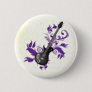 Electric guitar on purple leaves custom products 2 inch round button