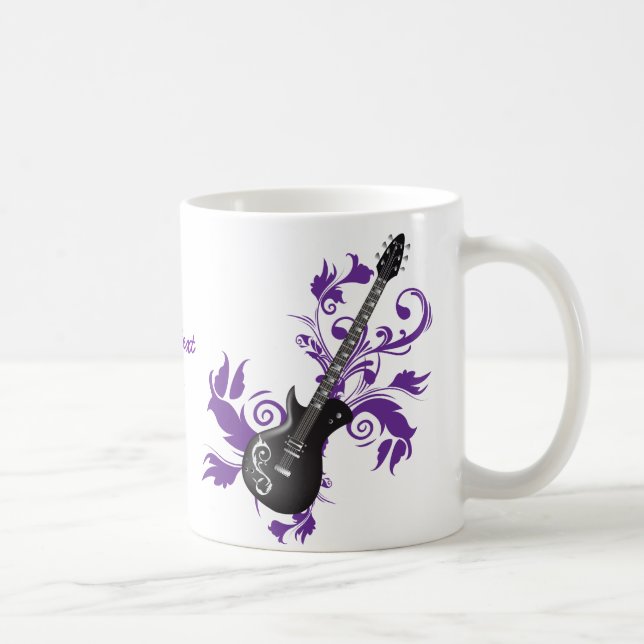 Electric guitar on purple leaves custom products coffee mug (Right)