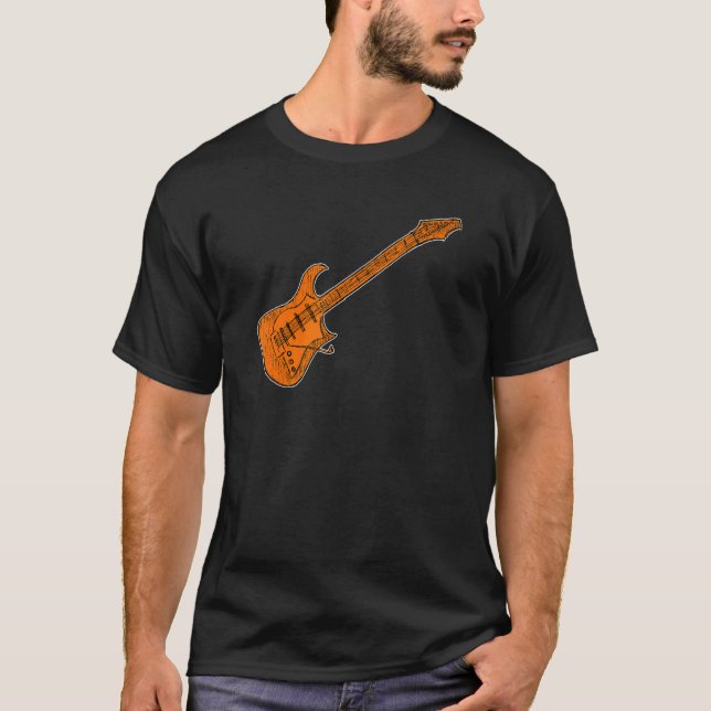 ELECTRIC GUITAR ORANGE RETRO T-Shirt (Front)