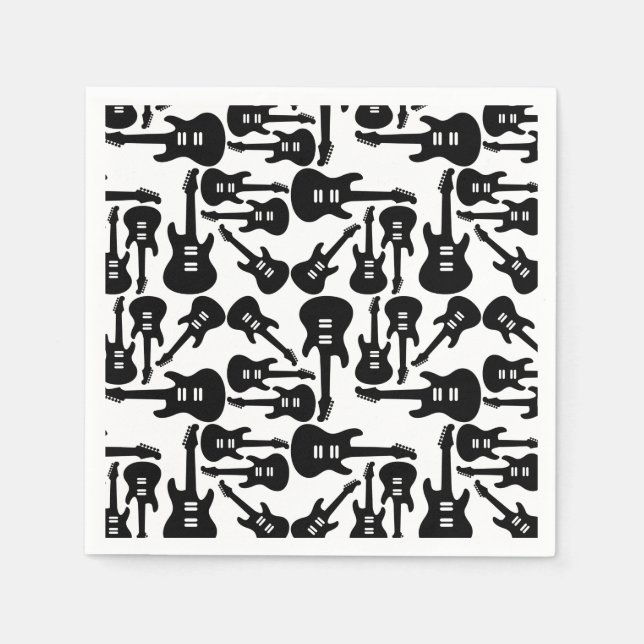 Electric Guitar Pattern Music Themed CUSTOM COLOR Napkin (Front)