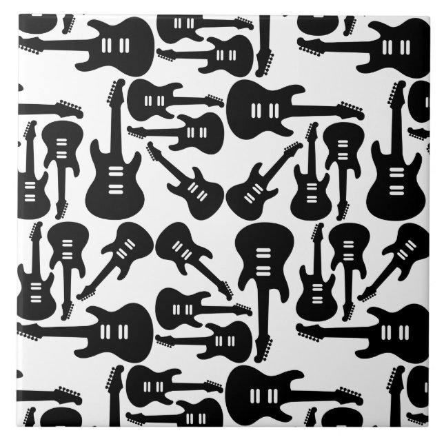 Electric Guitar Pattern Music Themed CUSTOM COLOR Tile (Front)