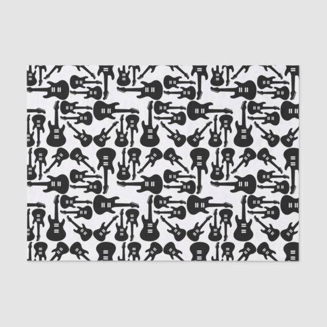 Electric Guitar Pattern Music Themed CUSTOM COLOR Tissue Paper (Front)