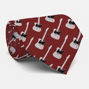 Electric Guitar Pattern on Red Tie