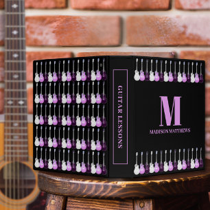 Electric Guitar Pattern Pink and Black Custom Binder