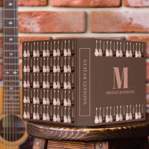 Electric Guitar Pattern Rustic Name Binder