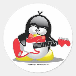 Electric Guitar Penguin Classic Round Sticker