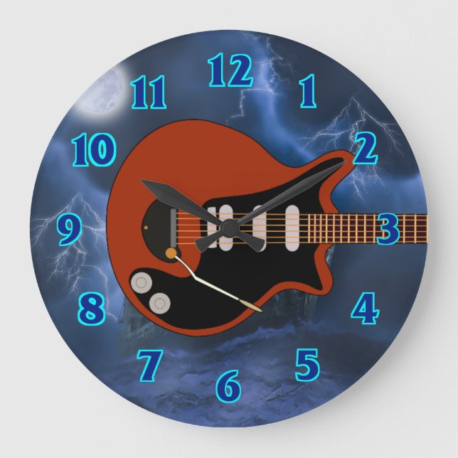 Electric Guitar Player Large Clock (Front)