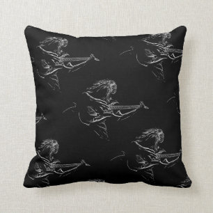 Electric Guitar Player Rockstar Musician Throw Pillow