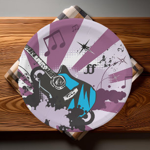 Electric Guitar Pop Art Music Rock Grunge Paper Plate