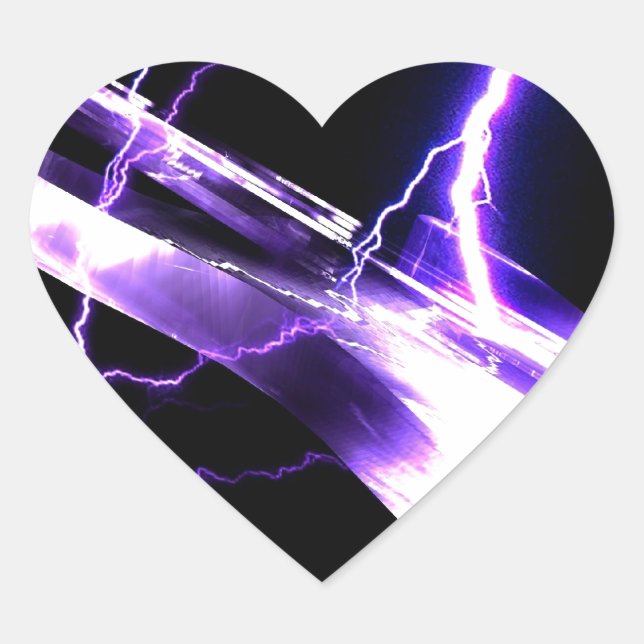 Electric Guitar Purple Heart Sticker (Front)