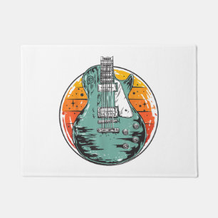 Electric Guitar Retro Sunset Vintage Music Band Gu Doormat