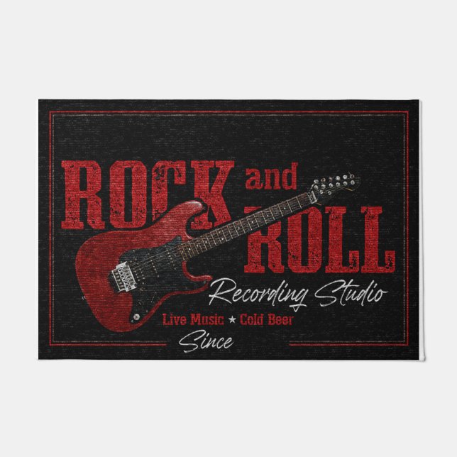 Electric Guitar Rock And Roll Customized Doormat (Front)