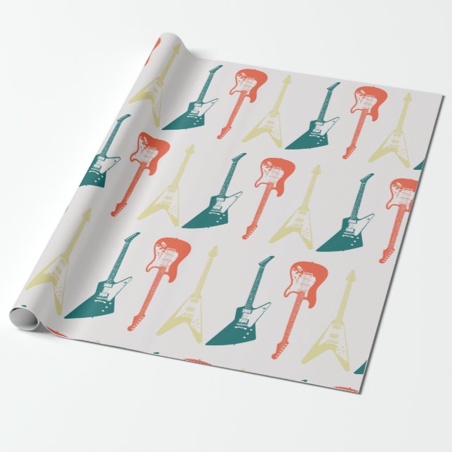 Electric Guitar Rock and Roll Rockstar Wrapping Paper (Unrolled)