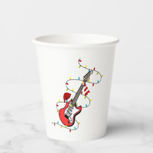 Electric Guitar Santa Claus Music Christmas Lover  Paper Cups