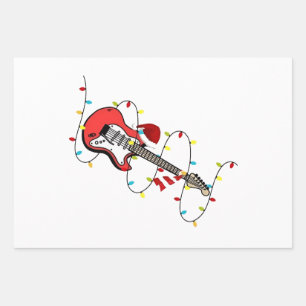 Electric Guitar Santa Claus Music Christmas Lover  Wrapping Paper Sheet