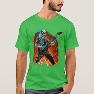 Electric Guitar Skeleton Guitarist Metal Punk Rock T-Shirt