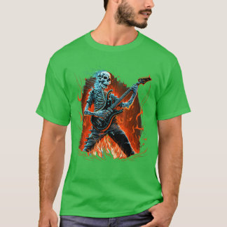 Electric Guitar Skeleton Guitarist Metal Punk Rock T-Shirt