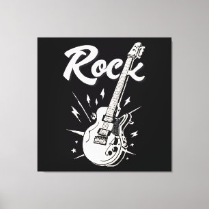 Electric guitar with rock word canvas print