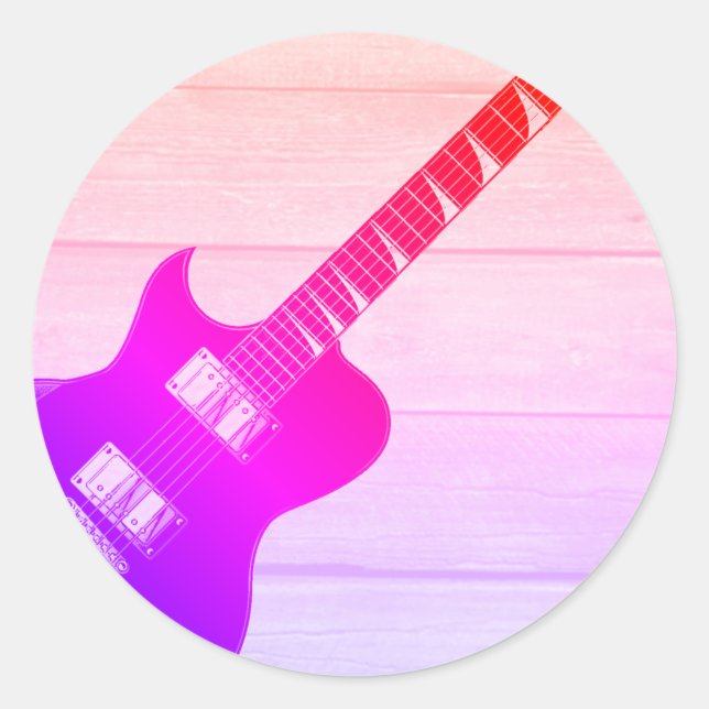 Electric Guitar & Wood Pop Art Classic Round Sticker (Front)