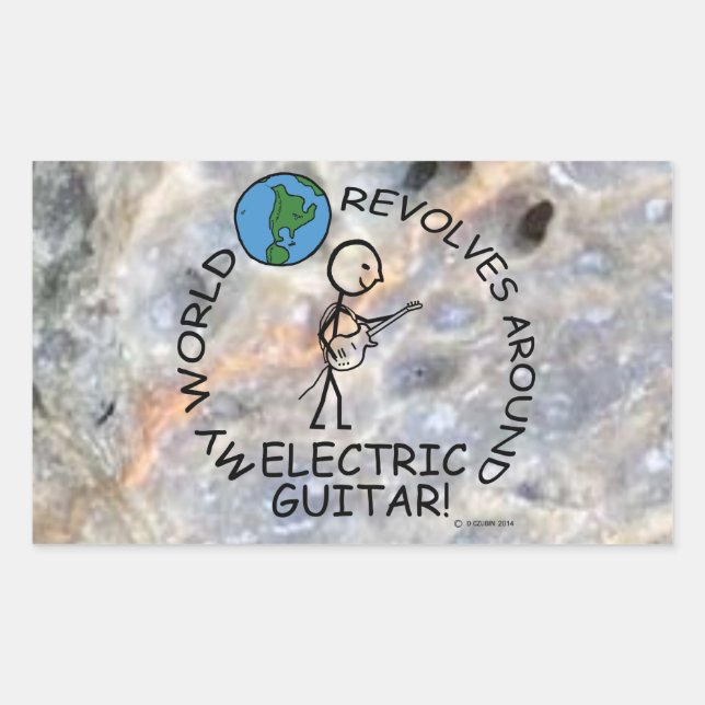 Electric Guitar - World Revolves Around Rectangula Sticker (Front)