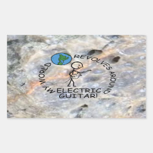 Electric Guitar - World Revolves Around Rectangula Sticker