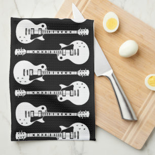 Electric Guitars Graphic in White Kitchen Towel