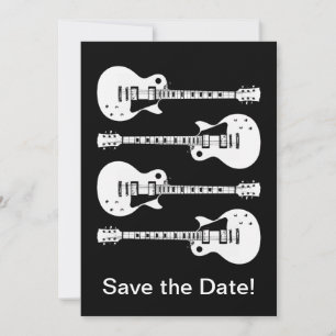 Electric Guitars Graphic in White Save The Date