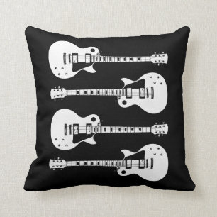 Electric Guitars Graphic in White Throw Pillow