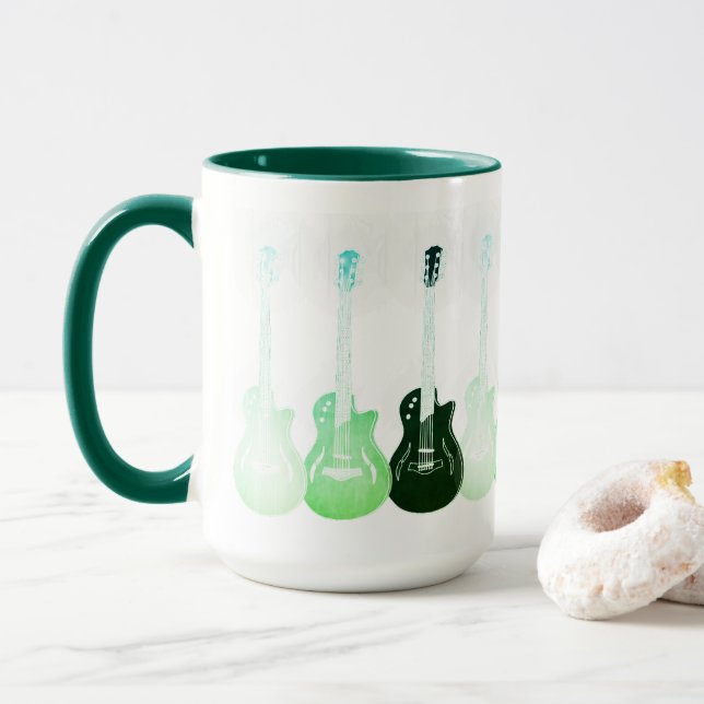 Electric Guitars green pop art Mug (With Donut)