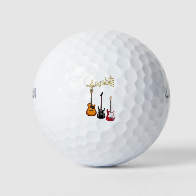 electric guitars with musical scores golf balls (Front)