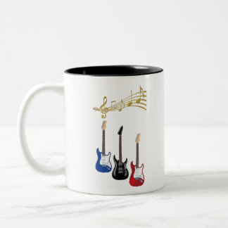 electric guitars with musical scores Two-Tone coffee mug